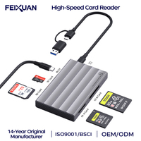 Lecteur de cartes, gris foncé, lit trois cartes simultanément, USB 3.0, AM vers CF + CM vers CM 2-en-1, 10G