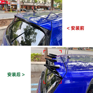 Aileron arrière Volkswagen Golf 7 Mk7 7.5 R Ducktail, noir piano, texture carbone, ABS, aileron de toit, modification extérieure - Product Image 4