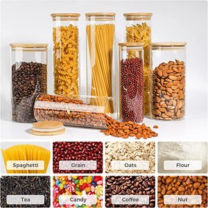 Set Van 3 Glazen Pantry Opslag <span class=keywords><strong>Container</strong></span> Voor Noedels Spaghetti <span class=keywords><strong>Pasta</strong></span> Opslag <span class=keywords><strong>Container</strong></span> Met Deksel Tall Helder Luchtdicht Voedsel - Product Image 4