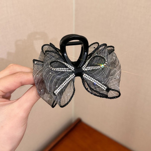 Pinzas de Pelo de Alta Gama para Mujer, con Diseño de Lazo de Tela con Pedrería y Puntos, para Uso Diario, 8 cm - Product Image 4