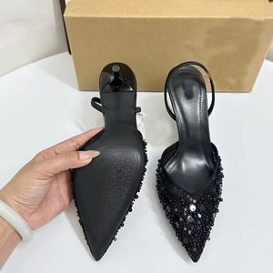 Scarpe da donna estive <span class=keywords><strong>sandali</strong></span> con tacco alto <span class=keywords><strong>taglia</strong></span> grande <span class=keywords><strong>42</strong></span> alla moda scarpe da donna nere Sexy - Product Image 2