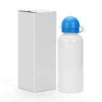 Bouteille d'eau sport en acier inoxydable blanc vierge de 600 ml pour sublimation, impression par transfert thermique avec logo personnalisé, pour cyclisme et randonnée en extérieur