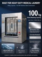 Laveuse-essoreuse à vapeur entièrement automatique en acier inoxydable 304, 100 kg, hygiénique, à deux portes, 380 V, haute extraction