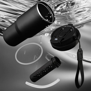 Custom Logo Stainless Steel Vacuum Insulated Travel Tumbler with Straw <b>Tea</b> <b>Infuser</b> Leakproof Lid and Wrist Strap - Product Image 5