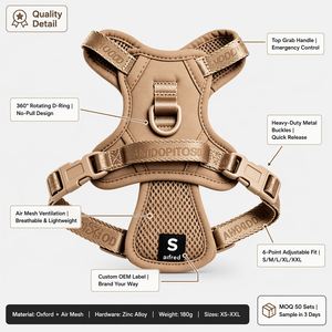 Harnais anti-traction pour chien avec collier et laisse, ensemble réglable et réfléchissant, gilet de protection pour animaux de compagnie avec porte-sac à <span class=keywords><strong>d</strong></span>éjections pour chiens de petite, moyenne et grande taille - Product Image 3