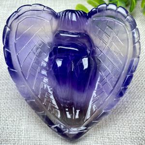 עיצוב חדש קריסטל לב-צורה מלאך כנף קערת חובקת זוג באיכות גבוהה פלואוריט כסף אובסידיאן קישוט הבית - Product Image 3