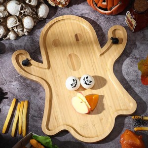 Plateau en bois en forme de fantôme Yingyiyi pour les collations de fête d'Halloween, assiette de service pour fruits, plat créatif pour enfants - Product Image 1