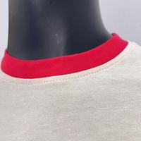 Col épissé et poignets T-shirt beige à manches courtes T-shirt à col rond et épaules tombantes T-shirt d'été unisexe en pur coton