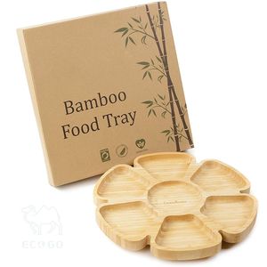 Plato de servicio de madera de bambú natural, bandeja de comida personalizable, bandeja de servicio giratoria para comedor - Product Image 6