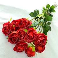 QYY Factory 10 têtes Bulgarie Bords brûlants Rose Roses artificielles Fleurs pour la fête