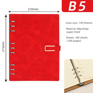 B5 Kích thước PU da Bìa 9 Chất kết dính máy tính xách tay cứng xoắn ốc offsets giấy Loose-Leaf kinh doanh notepad cho các trường học sử dụng - Product Image 3