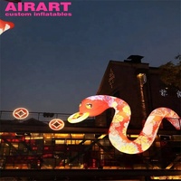 Chanceux mascotte festival ornements gonflable fortune serpent, ballon gonflable serpent LED pour la publicité