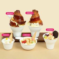 Gobelets à glace en papier jetables blancs, bols à dessert en forme de cône pour sundae, yaourt glacé