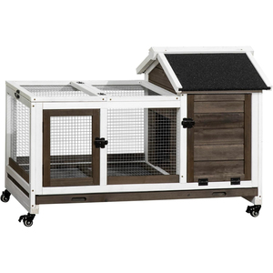 Cage à lapins en bois avec roulettes, cage <span class=keywords><strong>pour</strong></span> cochon d'Inde, maison <span class=keywords><strong>pour</strong></span> petits animaux <span class=keywords><strong>pour</strong></span> extérieur et intérieur avec plateau coulissant - Product Image 4