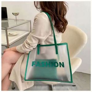 Wholesale Large Fashion PU Handle Travel Beach Waterproof Clear Transparent PVC Shopping Tote <b>Bag</b> for Women - Product Image 2