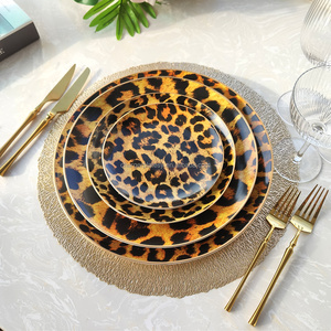 Bộ đồ ăn sứ xương cao cấp phong cách INS, thiết kế đồng quê, in họa tiết báo đốm tùy chỉnh - Product Image 1