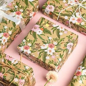 กระดาษห่อของขวัญลายดอกไม้สีชมพูเล็กๆ แบบสีน้ำ ขนาด 5 เมตร สำหรับวันวาเลนไทน์และวันแม่ - Product Image 1