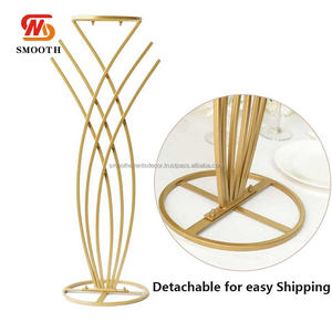 Support à fleurs en forme de sirène lisse, centre de table, support en métal doré, boule de fleurs pour décorations de mariage - Product Image 3