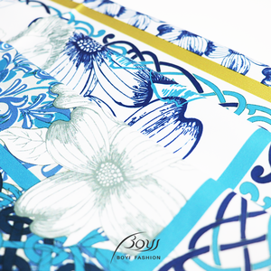 Bufanda de poliéster cuadrada pequeña de estilo retro de lujo para mujer Estampados florales elegantes que bloquean el color para el otoño - Product Image 4