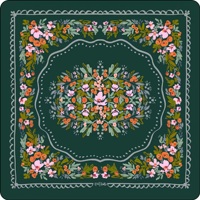 Tapis de table Mahjong personnalisé moderne symétrique à motif floral aquarelle, fond vert émeraude profond, fleurs rose poudré et orange