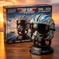 Briques en plastique écologiques pour modèles d'aviation, casque de pilote, jouet de construction, ensemble de construction créatif, décoration de bureau