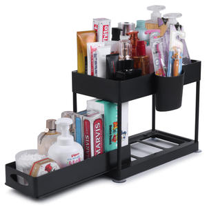 Multifunctionele 2-Tier Under Gootsteen Organizer Zwarte Lade Met Schuifkast Mand Voor Badkamer Of Keuken Badkamer Planken - Product Image 1