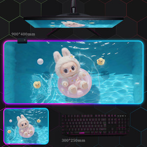 Tapis de souris de jeu RGB, grand tapis de bureau lumineux à LED avec design anime, base en caoutchouc antidérapante personnalisable pour PC - Product Image 6