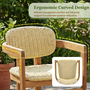 Ensemble <span class=keywords><strong>de</strong></span> meubles <span class=keywords><strong>de</strong></span> <span class=keywords><strong>jardin</strong></span> <span class=keywords><strong>de</strong></span> style américain, confortable, pour 2 personnes, finition teck, chaises en corde naturelle tressée, pour l'extérieur - Product Image 4