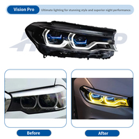 Faros Delanteros HETOP G30 2018-2020 Serie 5, Doble Color, Pre-Lci, Actualización Modificada, LED DRL Estilo Ikon, Enchufar y Usar, para BMW