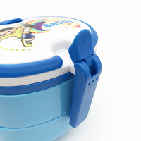 Boîte à lunch bento portable en plastique empilable à double niveau, compatible micro-ondes, capacité 0-1L