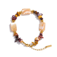 Bracelet en chaîne à billes en acier inoxydable JINYOU 3478, bracelet géométrique en pierres naturelles et coquillages, bijoux pour la vente en gros