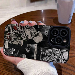 Funda de Teléfono TPU Retro de Halloween para iPhone 16 Pro Max 15 Plus, Diseño de Calabaza, Esqueletos Terroríficos, Hojas de Otoño, Funda Protectora - Product Image 5