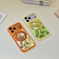 Étui de téléphone en acrylique de luxe avec support magnétique dégradé coloré effet laser pour iPhone 18 Pro, 17, 16, 15, 14, 13, 12 Pro Max