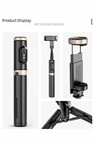 Selfie Stick con treppiede incorporato, allungabile 730mm per lo Streaming Live, compatibile con smartphone 59-80mm, portata 10m
