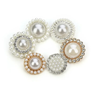 Diy costura accesorios de ropa costura Retro flor corazón redondo Metal perla traje femenino vestido vástago botón - Product Image 5
