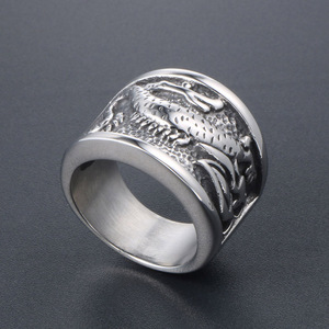 Chinese Style <b>Titanium</b> Steel Ring Dragon Pattern Men's Jewelry SA728 Everyday Wear - Product Image 3
