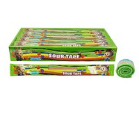 Groothandel Zure Tape Gummy Candy Lange Band Suikercoating Fruit Smaak Gummy Strips Display Box Halal Bulk Zoete Zachte Snoepjes