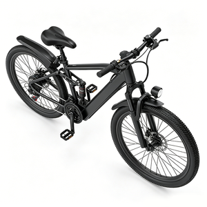 Bicicleta Eléctrica Central Mountain Totalmente Negra, Diseño de Suspensión Completa, Ruedas de 26 Pulgadas, Doble Uso para Desplazamientos Urbanos y Ciclismo al Aire Libre, Motor Central - Product Image 2