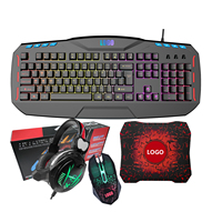 Accessoires d'ordinateur à bas prix, rétro-éclairage Led RGB LED arc-en-ciel Gaming Combo Gamer 4 en 1 ensemble
