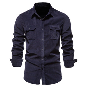 New <strong>Men's</strong> Spring and Autumn Fashion Business Slim Lapel Button <strong>Coat</strong> Casual Shirt <strong>Long</strong>-sleeved Solid Color Shirt - Product Image 5
