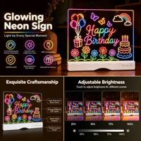 Panneau d'éclairage LED néon RGB DIY, tableau d'écriture lumineux, panneau publicitaire pour restaurant, bar, modes 7 couleurs, lumière nocturne