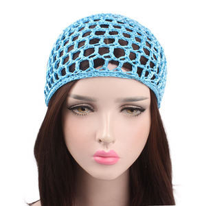 Syh41 femmes maille filet à cheveux Crochet Cappy chapeau <span class=keywords><strong>Snood</strong></span> dormir nuit couverture Turban rayonne tricot filet à cheveux - Product Image 3