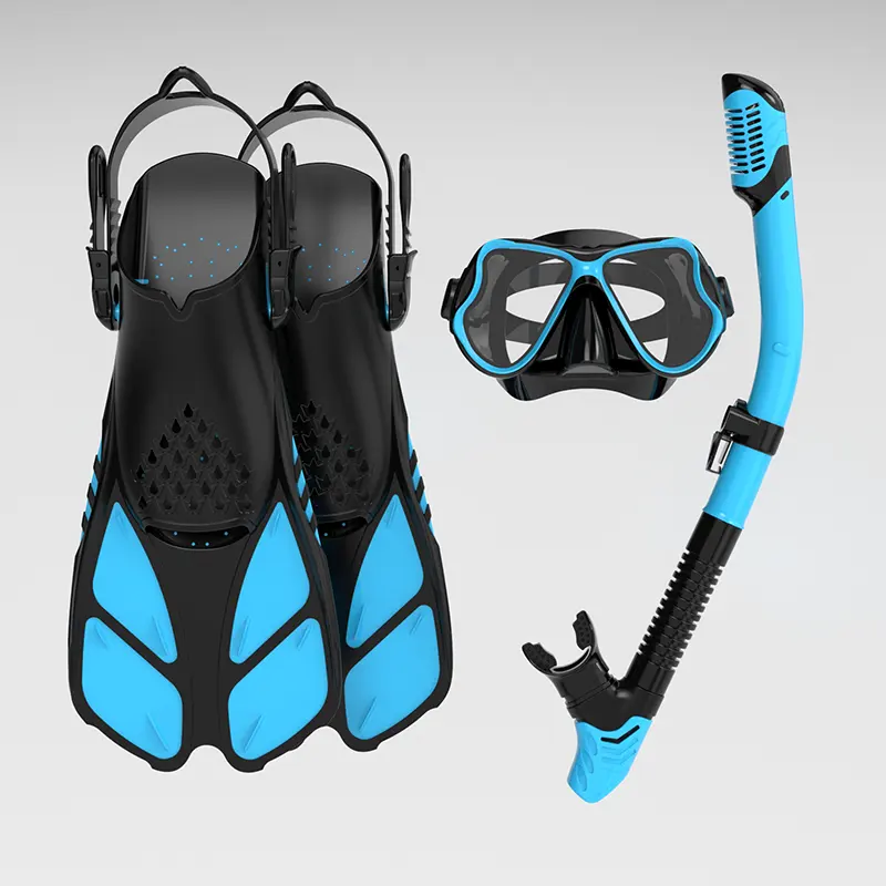 Penjualan Terbaik set snorkel masker selam set snorkel kering dengan sirip dapat disesuaikan