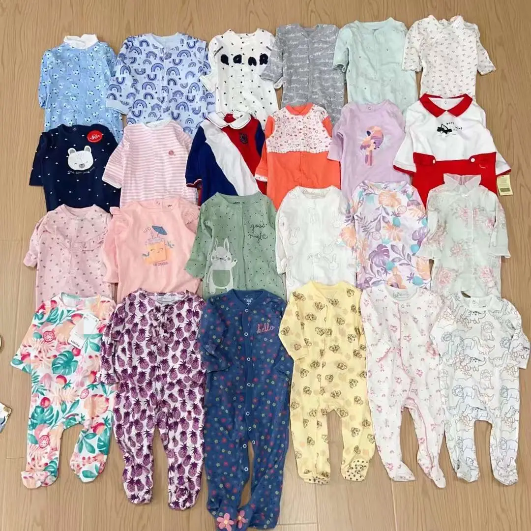 Stok pakaian bayi katun grosir pakaian persediaan kain baju monyet Bodysuit pakaian anak-anak untuk bayi