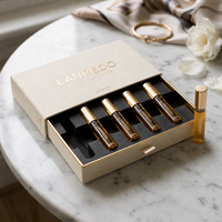 Ensemble professionnel portable de mini-parfums en flacon de verre 1ml 1.5ml 2ml 5ml 10ml, flacon de parfum rechargeable avec bouchon doré et boîte