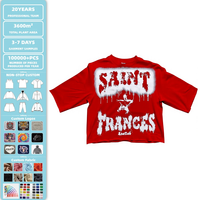 T-shirt pour homme personnalisé avec impression intégrale, 250 g/m², coton pur, crop top surdimensionné avec manches à bord brut et motif de personnage