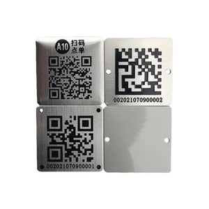 Plaque signalétique murale ou <span class=keywords><strong>de</strong></span> bureau en acier inoxydable plaqué argent, personnalisable avec logo, code QR, impression sérigraphique, pour collection d'art - Product Image 1
