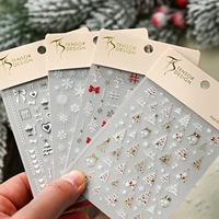 Autocollants pour ongles de Noël 5D mignons et amusants TSZS, motifs en relief de bonbons de Noël, ours, Père Noël, autocollants adhésifs pour ongles, manucure DIY