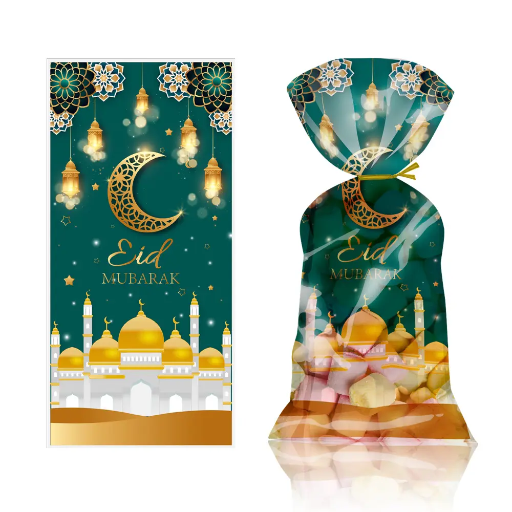 Eid Mubarak Cadeauzakjes Plastic Snoepkoekjeszak Voor Ramadan Kareem Decoratie Islamitische Moslim Begroetzak Feestbenodigdheden Y966