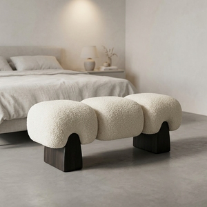 Banc de repos design moderne en sherpa doux pour <span class=keywords><strong>entrée</strong></span>, tabouret de chambre, ottoman, ou banc de bout de lit pour personnes âgées, idéal pour centre commercial - Product Image 3
